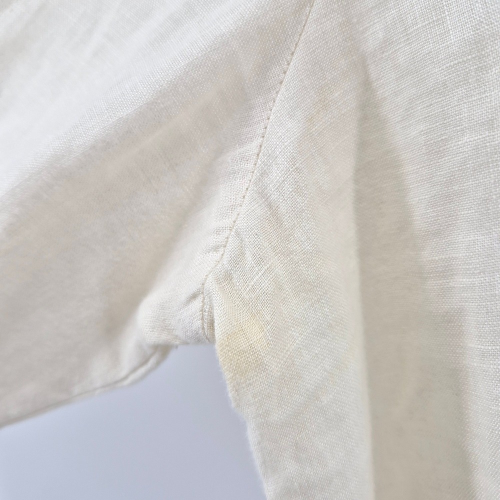 BritishIndia Classics 100%‎ Linen Tunic Blouse 13 L Cream Embroidered Resortwear - Picture 6 of 11